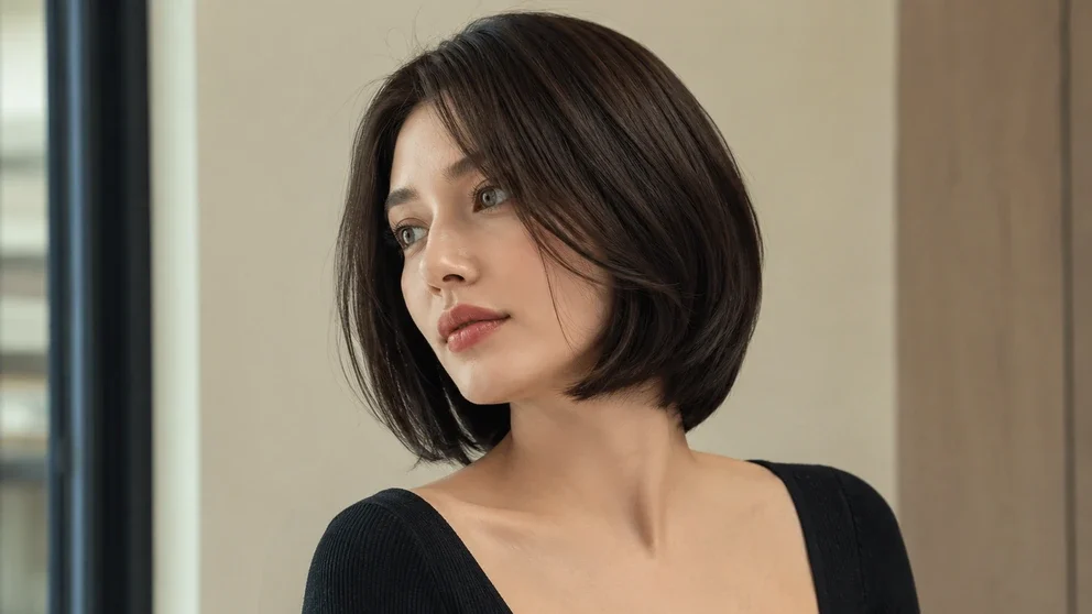 NO.057 단발 가발은 왜 얼굴이 작아 보일까? 얼굴선과 옆머리 디자인의 관계 양쪽 옆머리가 얼굴선을 감싸는 단발 가발 실루엣