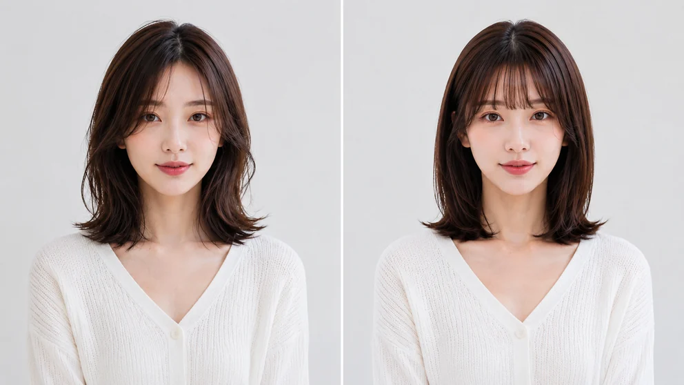 No.056 중단발 가발은 왜 무겁게 보일까? 어깨선과 모발 끝이 만드는 차이 어깨선과 모발 끝이 자연스럽게 연결된 중단발 가발