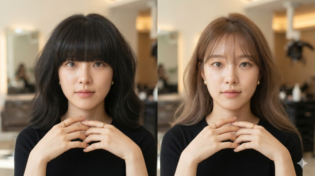 풀뱅 시스루뱅 컬 볼륨