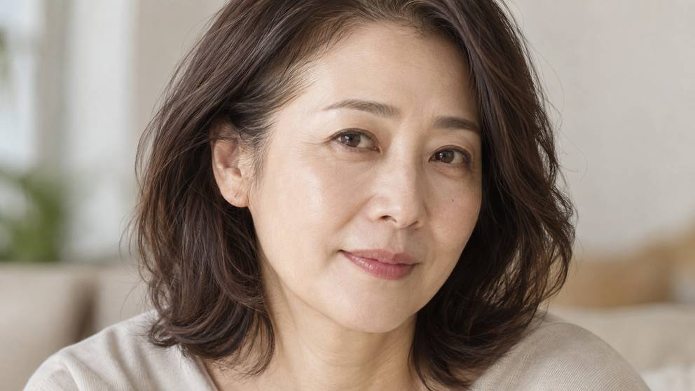 중년 여성의 관자놀이 부근 모발이 얇아져 옆머리 라인이 비어 보이는 모습